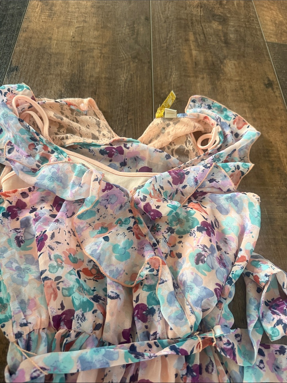 Candie's Pastel Floral High-Low Ruffle Dress - Picture 4 of 4